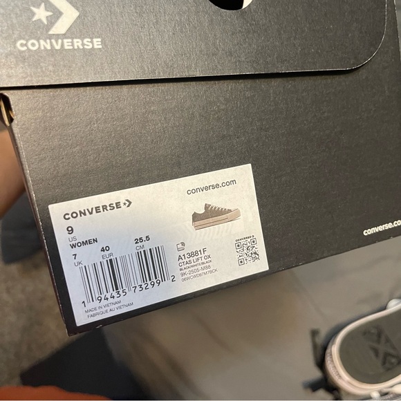 Converse Women's Black and White Plaid Sneakers - Picture 6 of 6